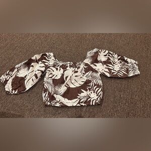 EUC Wonen's Venus Sz 8 brown gold tropical boho top blouse tank casual cool